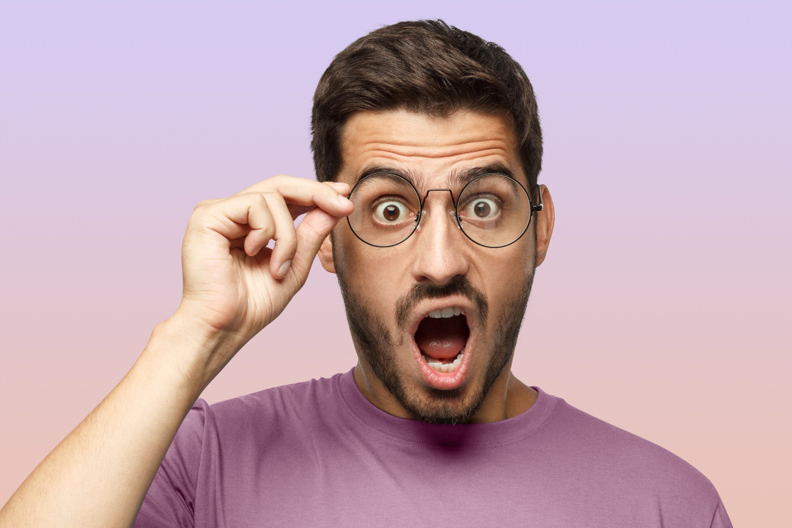 Man with shocked expression